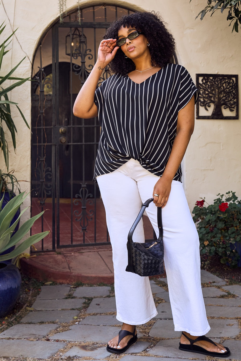 Leah Plus Size Short Sleeve Woven Top