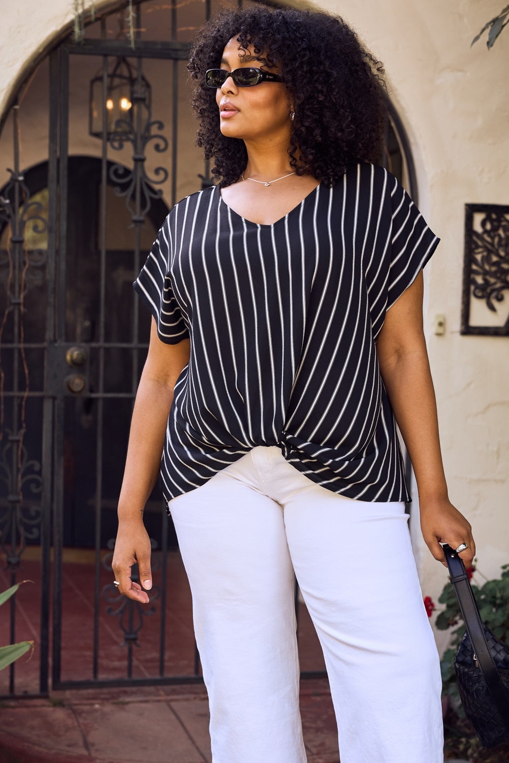 Leah Plus Size Short Sleeve Woven Top