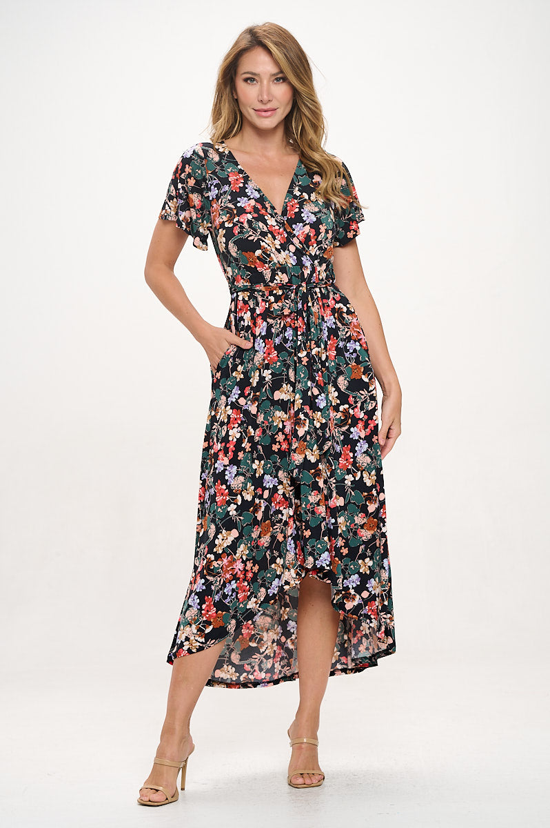 Georgia Faux Wrap Knit Dress
