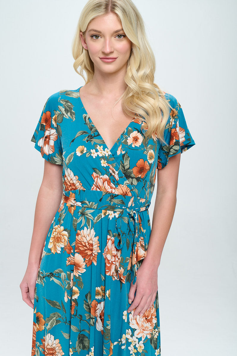 Georgia Faux Wrap Hi-Lo Knit Dress