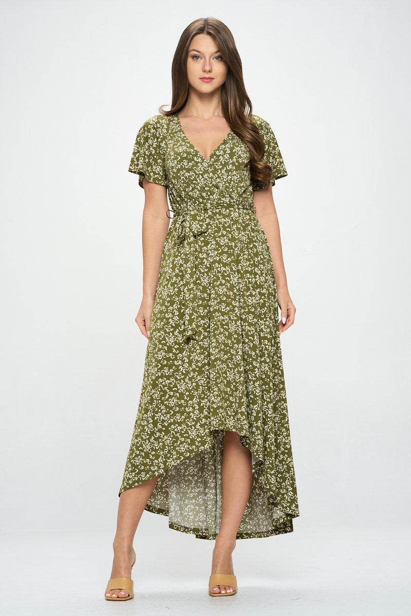 Georgia Faux Wrap Hi-Lo Knit Dress
