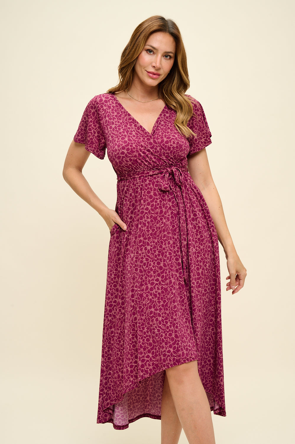 Georgia Faux Wrap Knit Dress