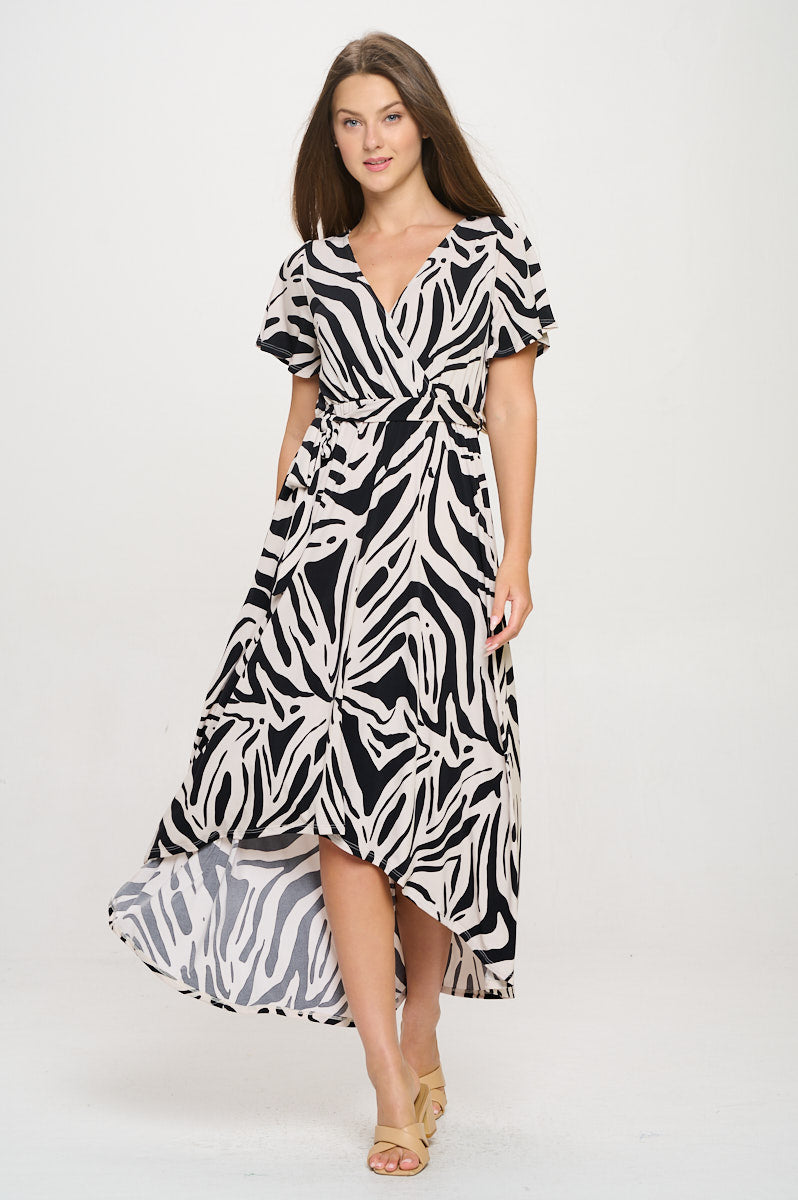 Georgia Faux Wrap Hi-Lo Knit Dress