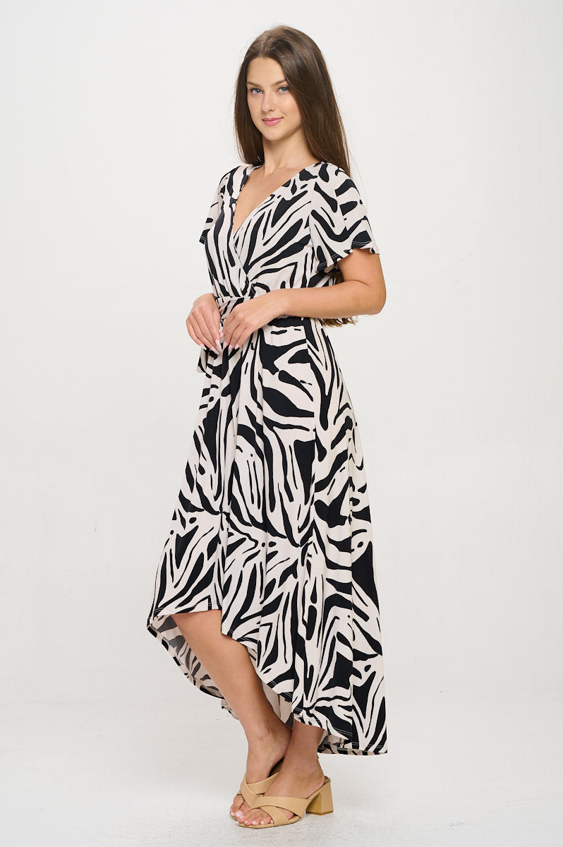 Georgia Faux Wrap Hi-Lo Knit Dress