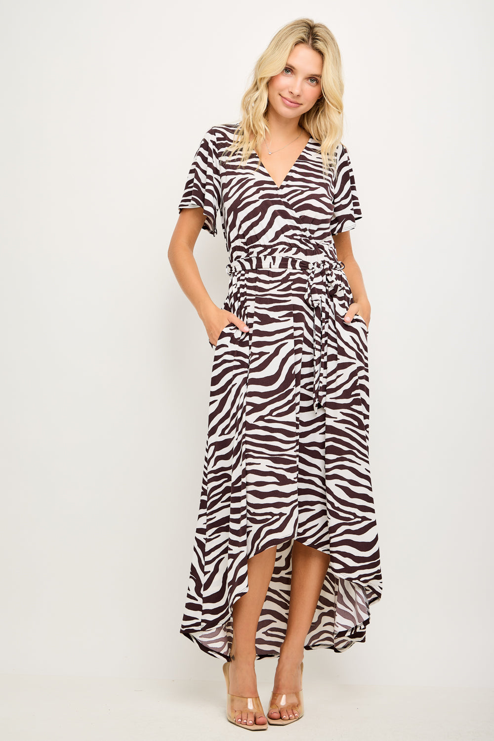 Georgia Faux Wrap Hi-Lo Knit Dress