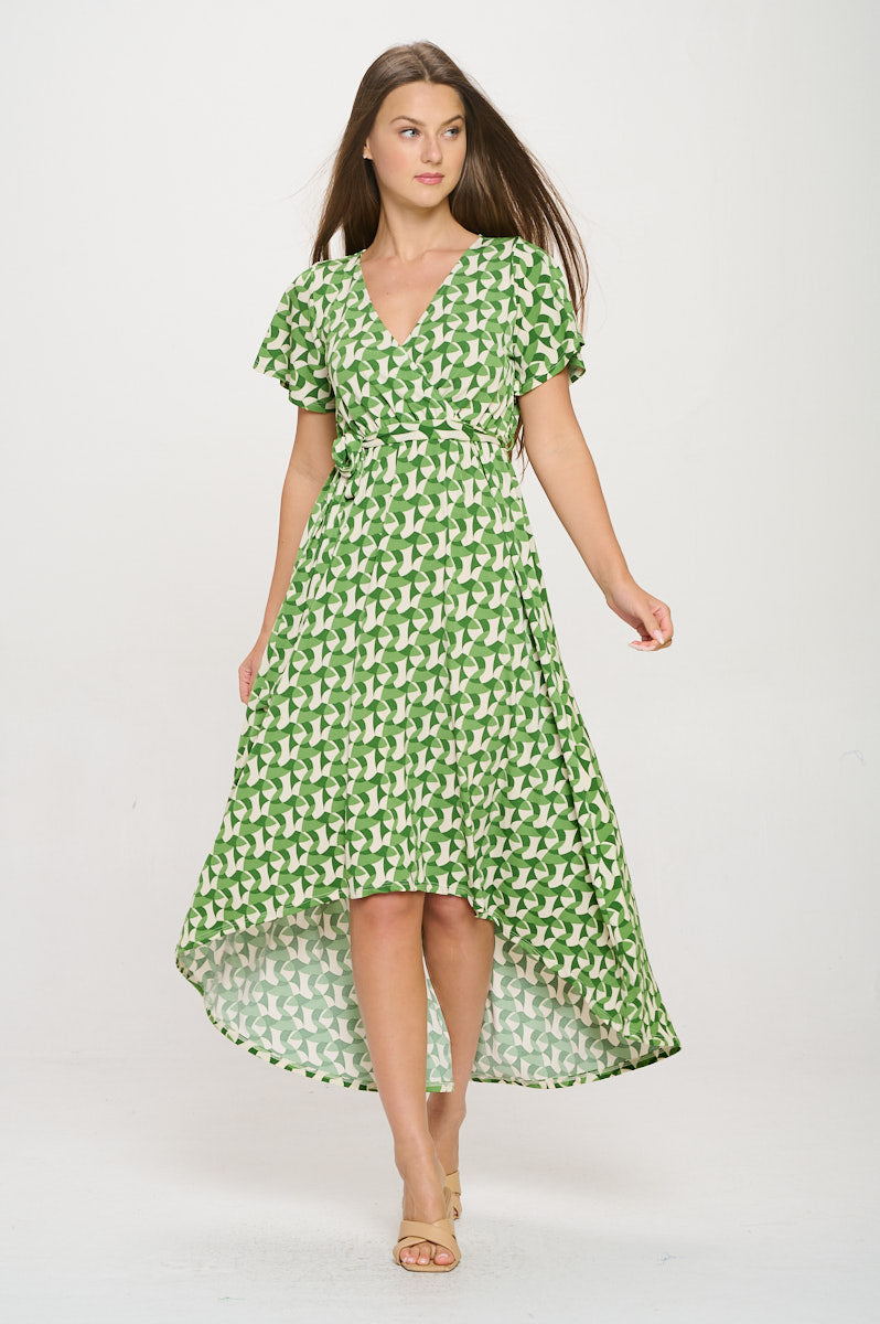 Georgia Faux Wrap Hi-Lo Knit Dress
