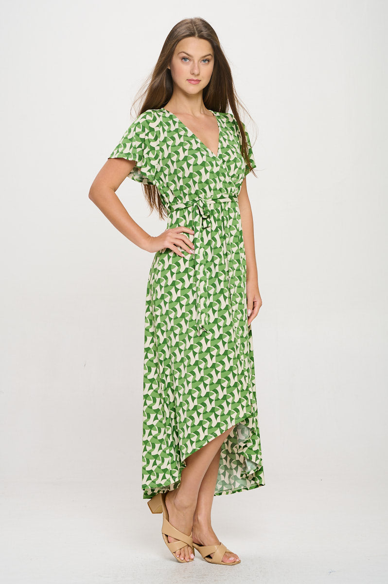 Georgia Faux Wrap Hi-Lo Knit Dress