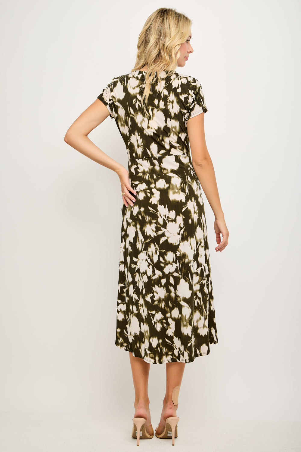 Emma Ruched Midi Wrap Dress