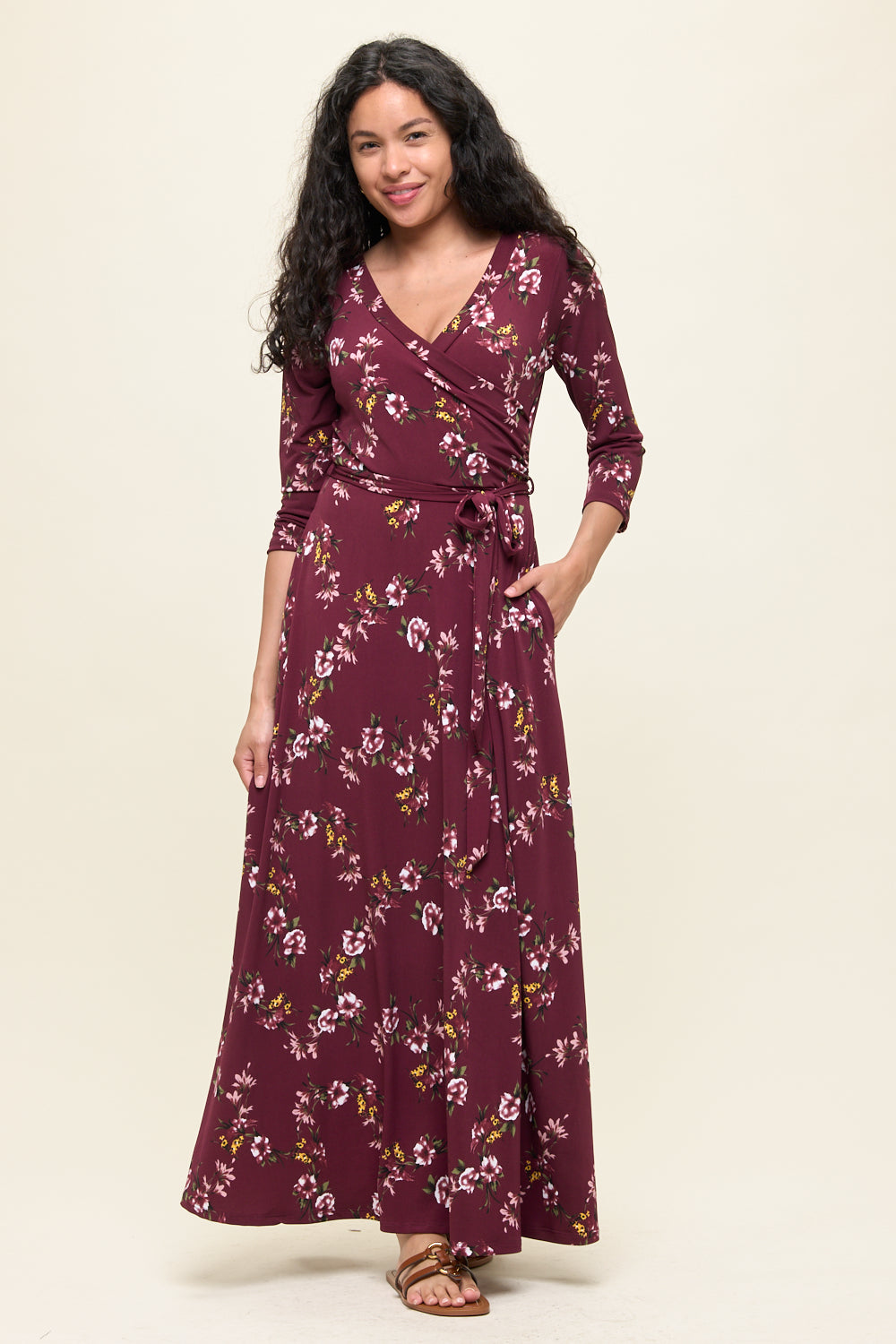 Grace Faux-Wrap Maxi Dress with Tie Waist