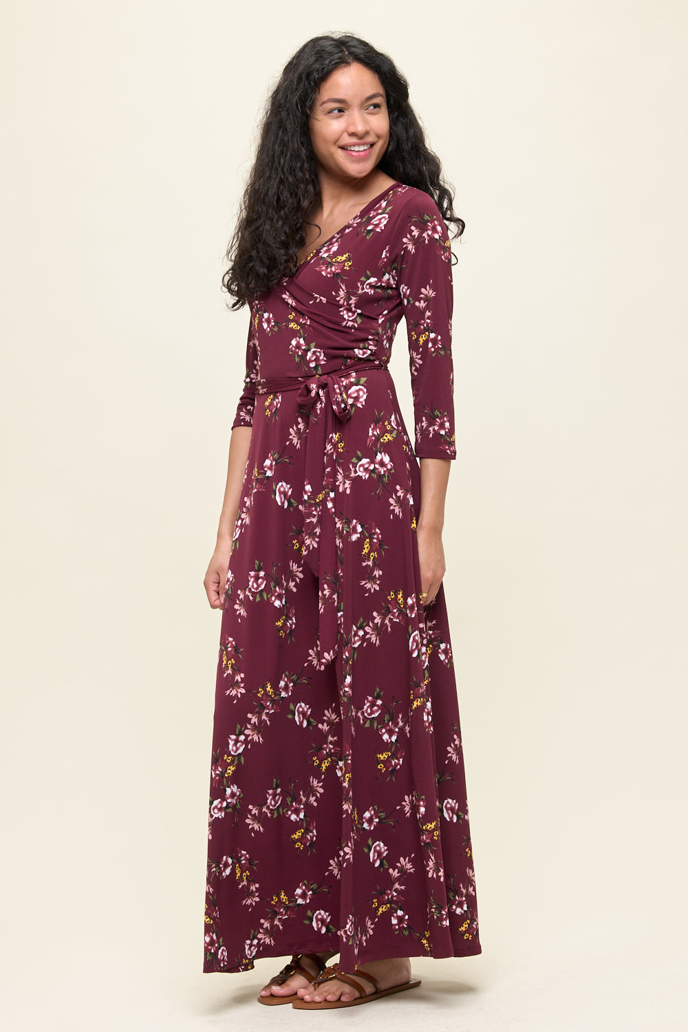 Grace Faux-Wrap Maxi Dress with Tie Waist
