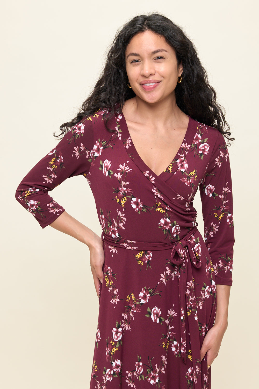 Grace Faux-Wrap Maxi Dress with Tie Waist