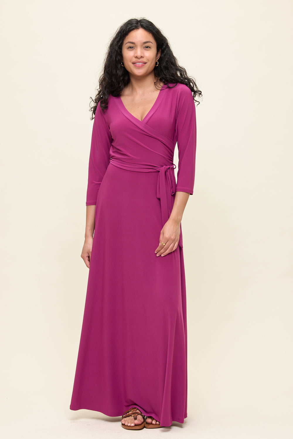 Grace Faux-Wrap Maxi Dress with Tie Waist