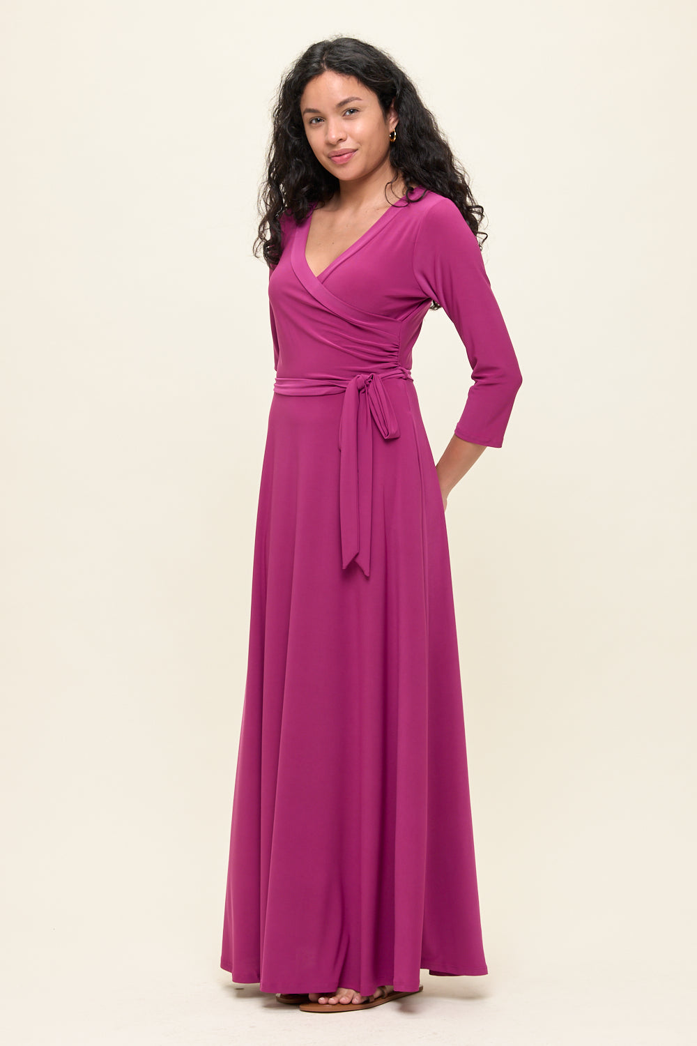 Grace Faux-Wrap Maxi Dress with Tie Waist