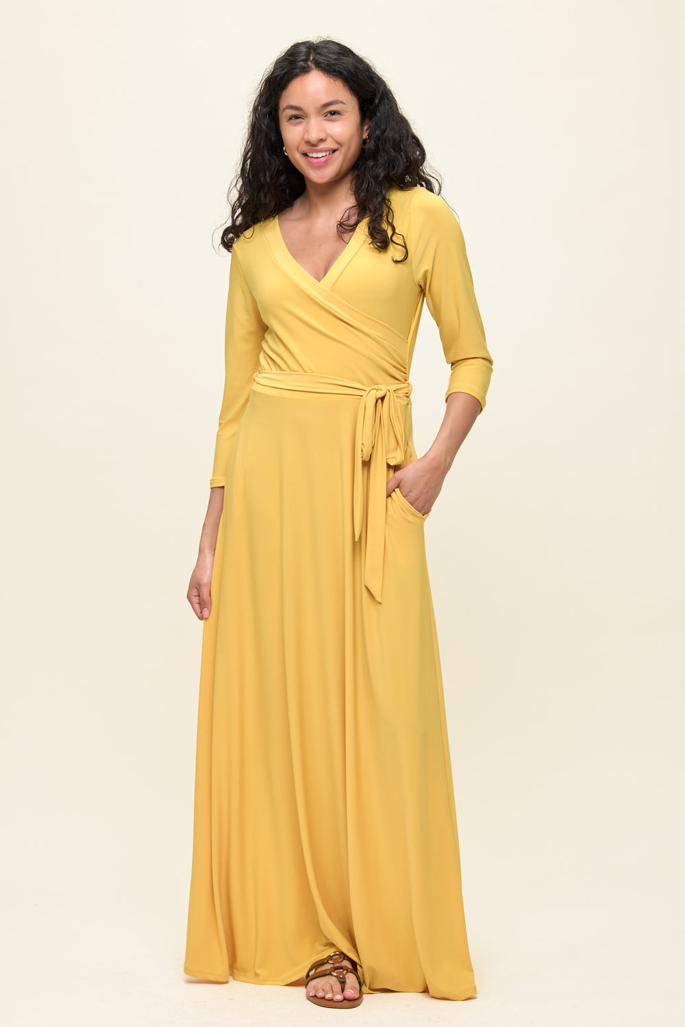 Grace Faux-Wrap Maxi Dress with Tie Waist