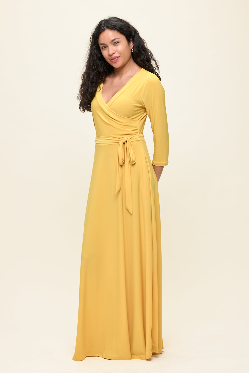 Grace Faux-Wrap Maxi Dress with Tie Waist