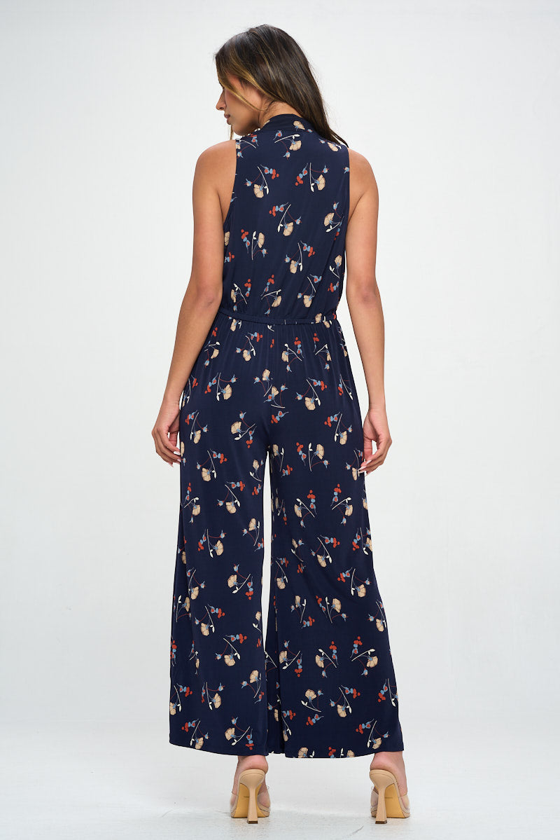 Image of West K Jillian Sleeveless Jumpsuit Navy Floral Multi