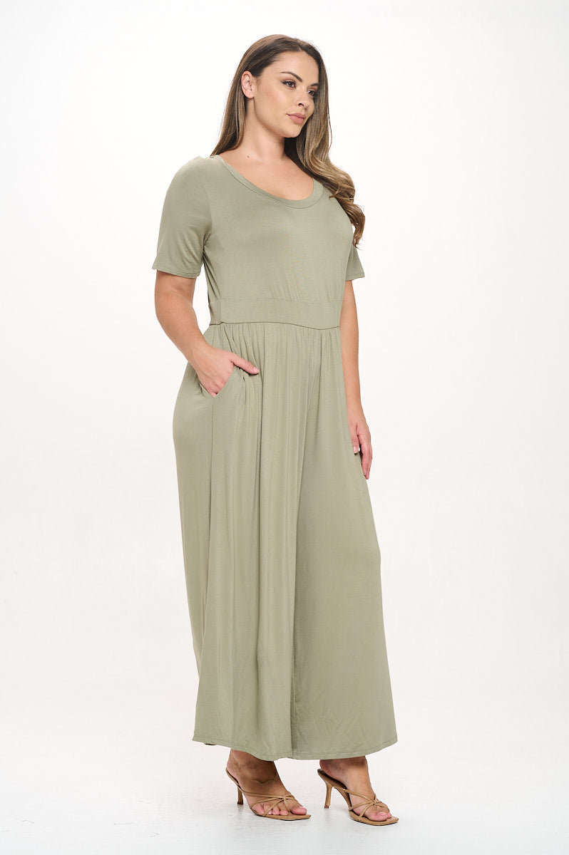 Image of West K Jana Plus Size Short Sleeve Knit Jumpsuit Sage