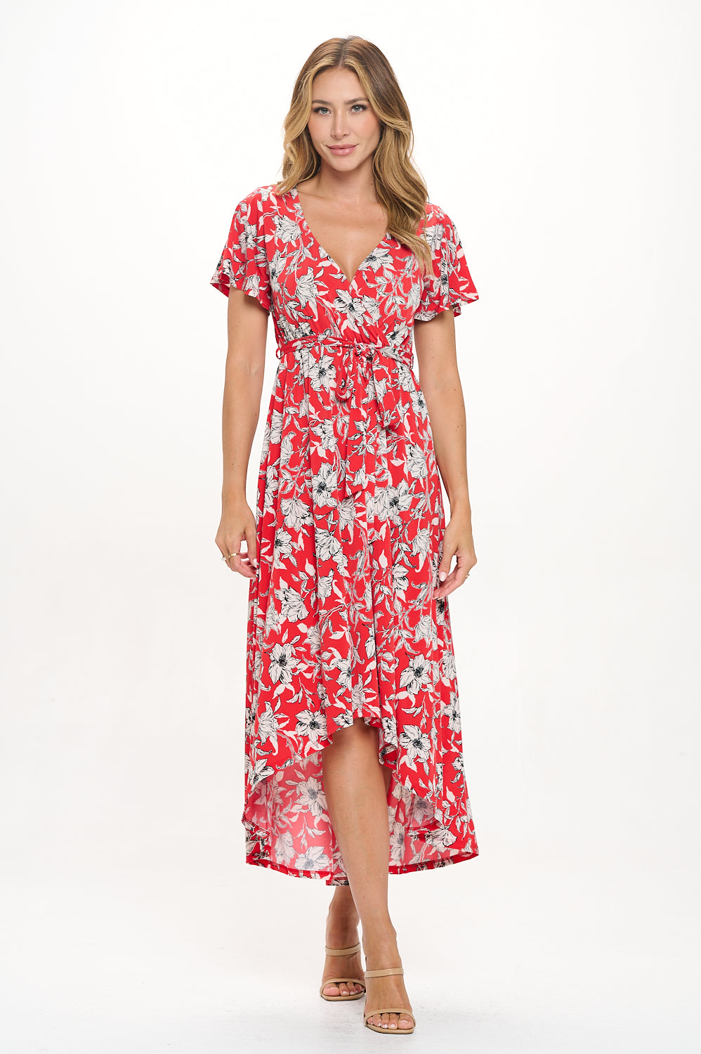 Georgia Faux Wrap Hi-Lo Knit Dress