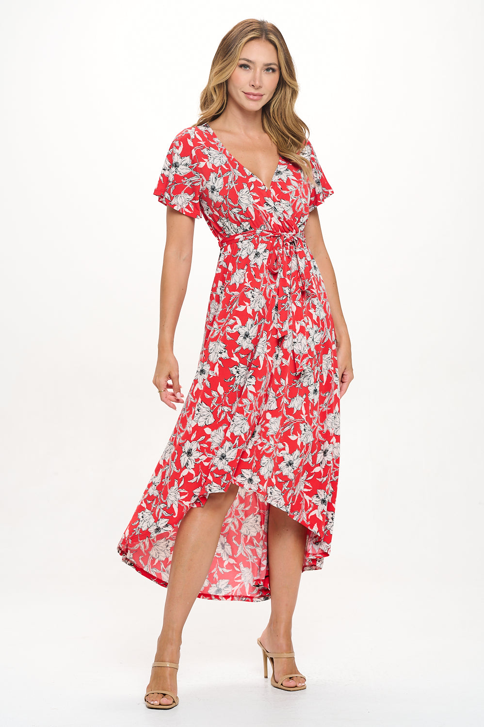 Georgia Faux Wrap Hi-Lo Knit Dress