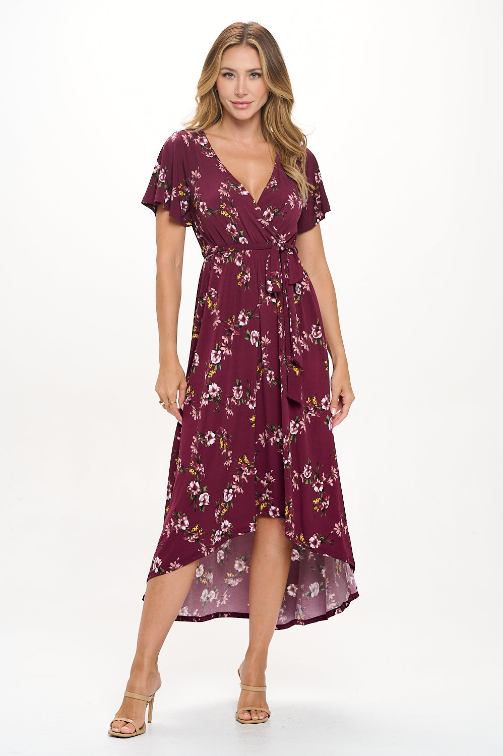 Georgia Faux Wrap Hi-Lo Knit Dress