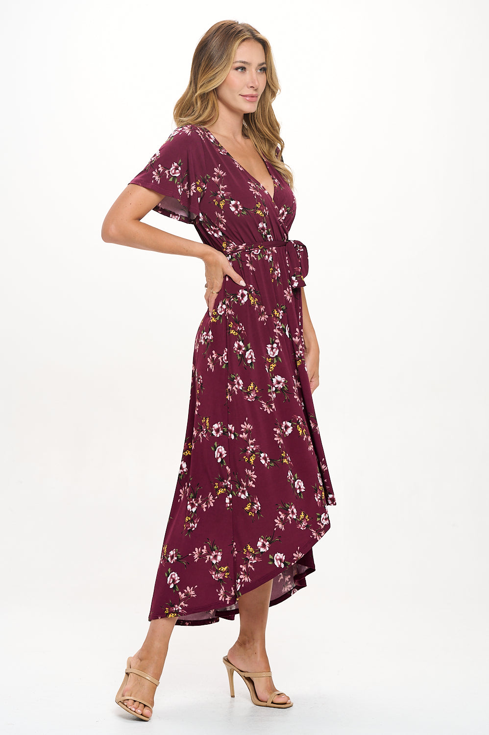 Georgia Faux Wrap Hi-Lo Knit Dress