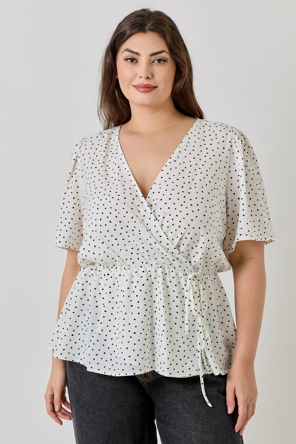 Casey Plus Size Surplice Peplum Top