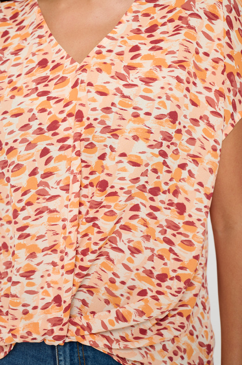 Image of West K Leah Short Sleeve Woven Top Pink White Stripe