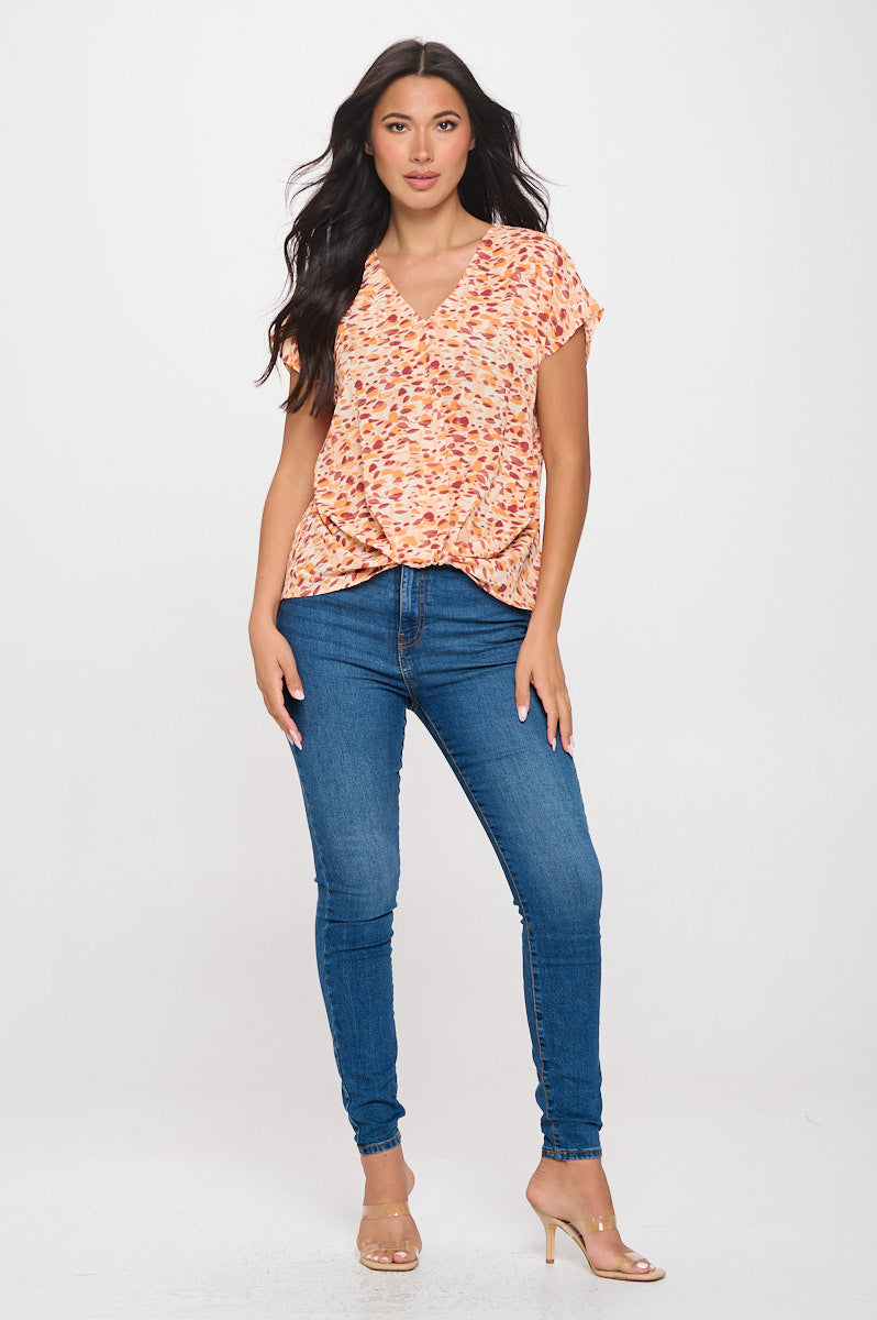 Image of West K Leah Short Sleeve Woven Top Pink White Stripe