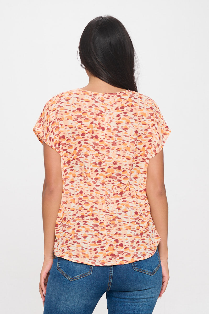Image of West K Leah Short Sleeve Woven Top Orange Non Print