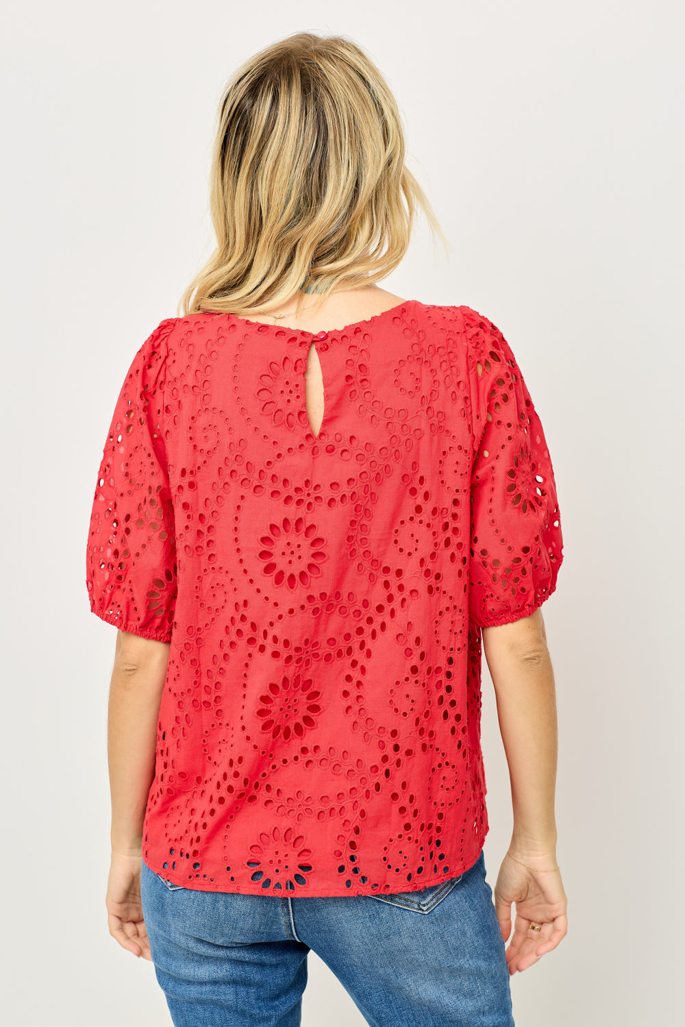 Astrid Puff Sleeve Eyelet Lace Blouse