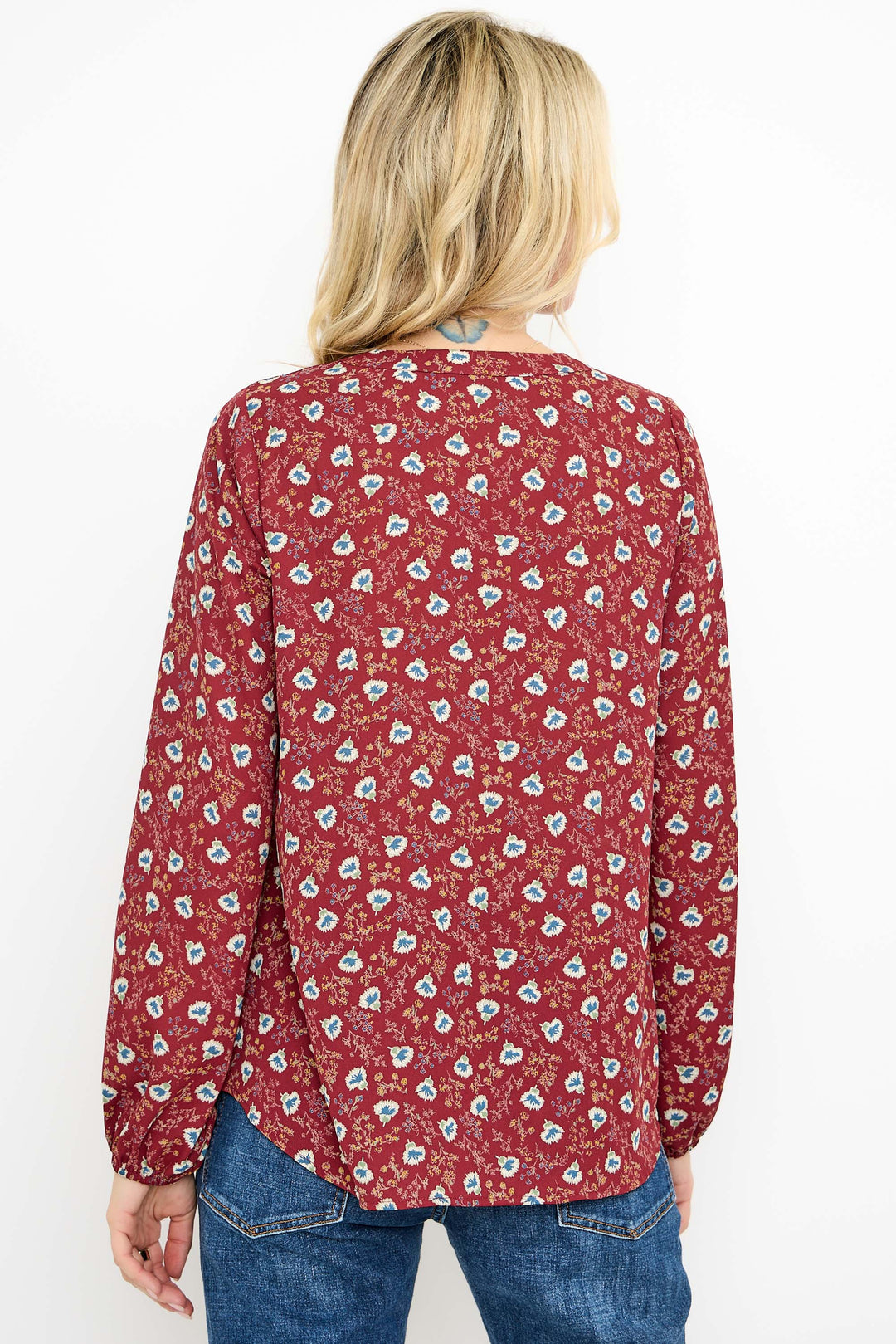 Starling Pintuck Split Neck Blouse