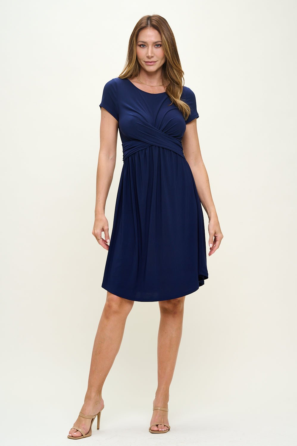 Image of West K Adele Crossover Front Mini Dress Navy