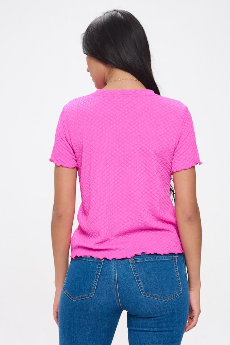 Image of West K Alessia Short Sleeve Textured Top Hot Pink