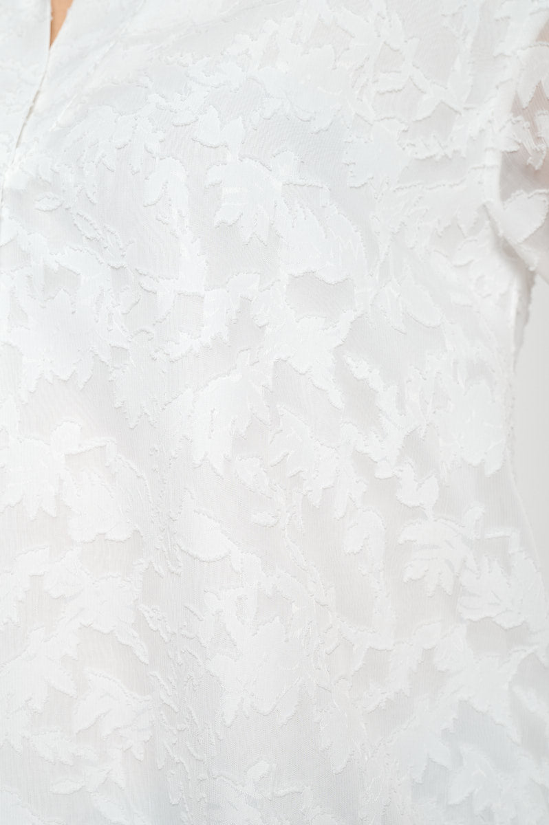Image of West K Alison Roll - Tab Sleeve Collared Lace Blouse White