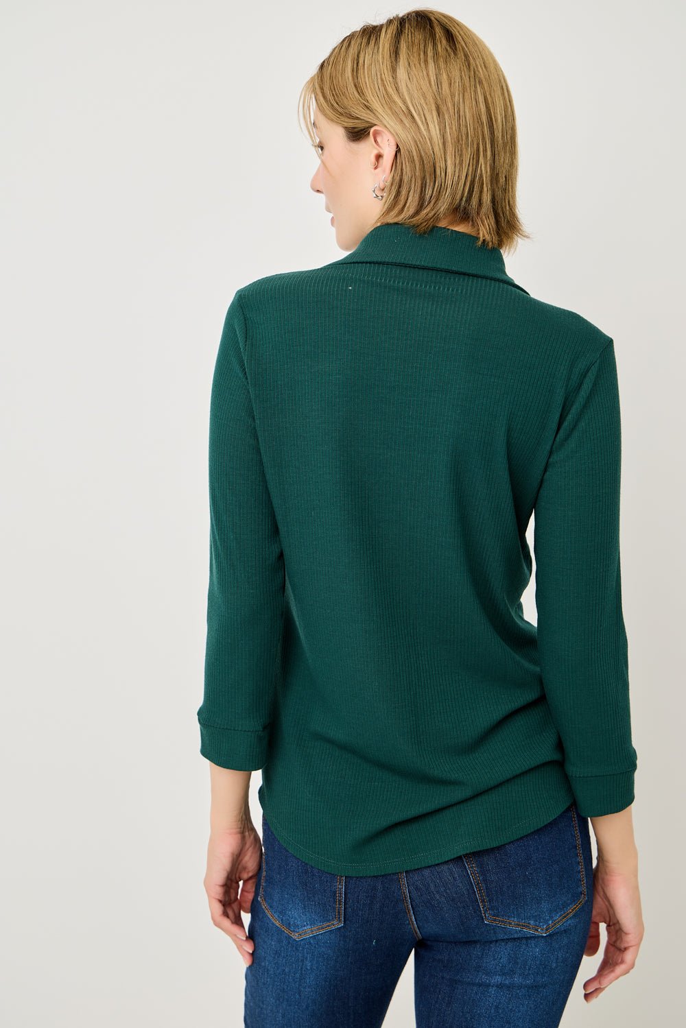 Image of West K Amaya Rib Knit Button Down Collar Top Tan