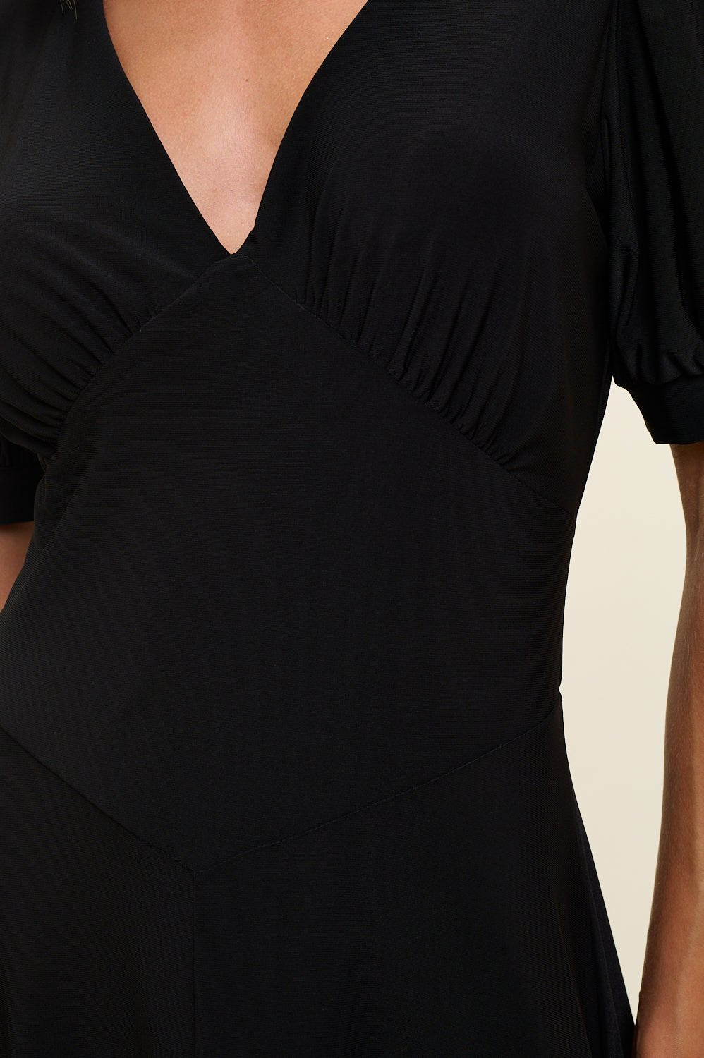 Image of West K Anita Short Sleeve V - Neck Midi Dress Black
