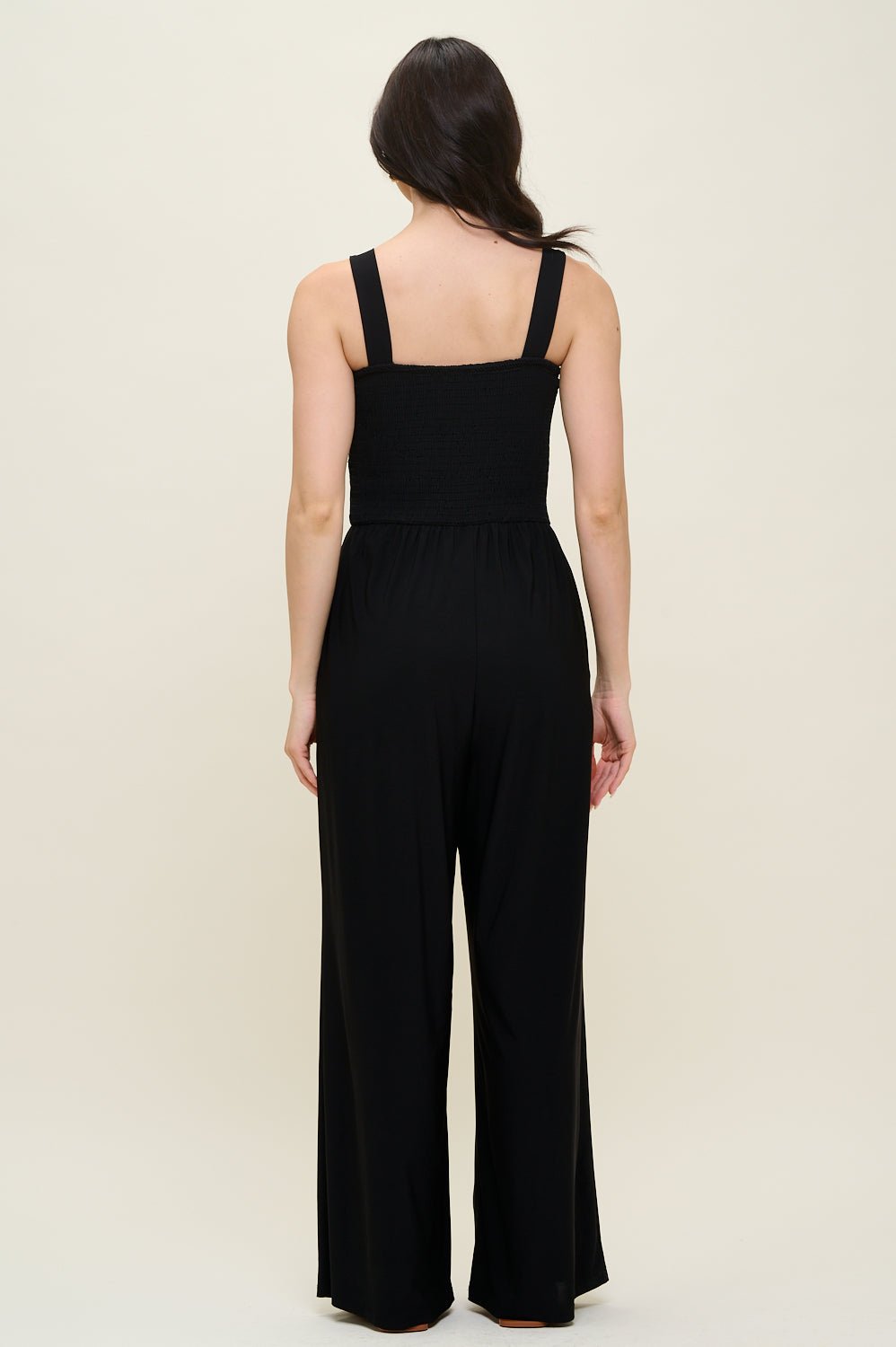 Image of West K Antonella Smocked Wide Leg Jumpsuit Black