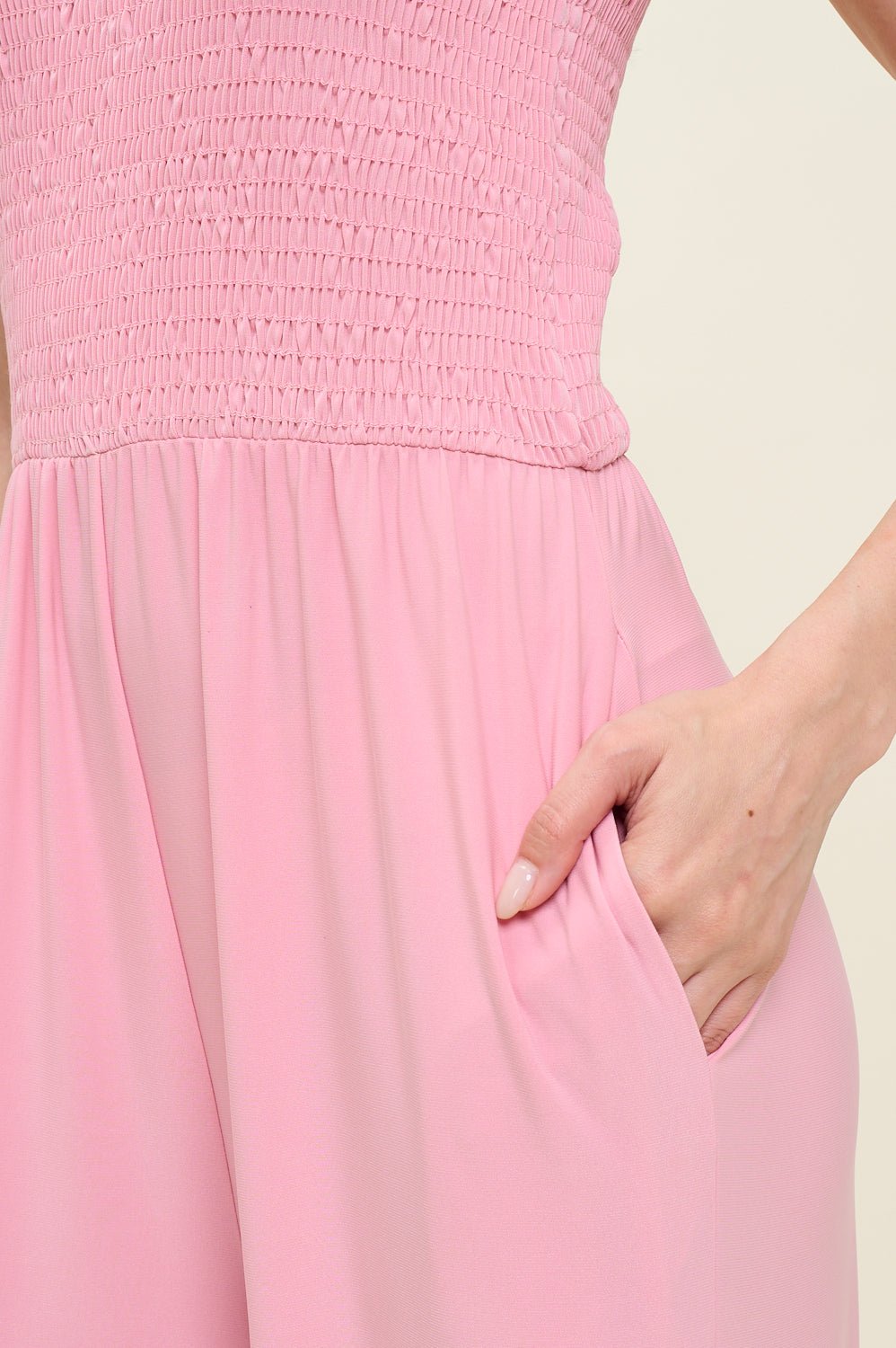 Image of West K Antonella Smocked Wide Leg Jumpsuit Dusty Pink