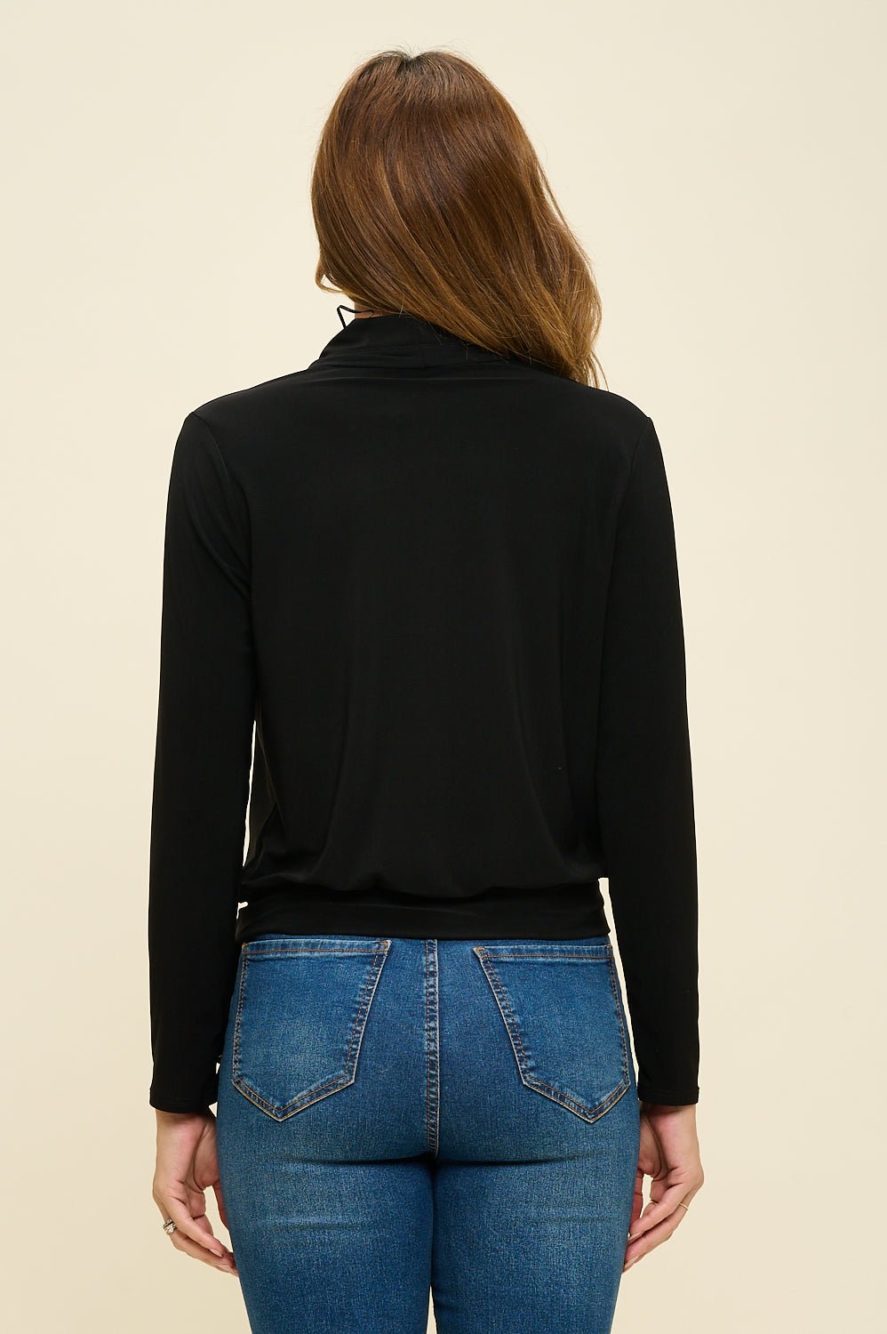 Image of West K Aria Long Sleeve Side Tie Wrap Top Black