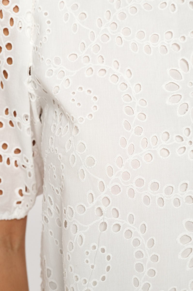 Image of West K Astrid Puff Sleeve Eyelet Lace Blouse White Eyelet