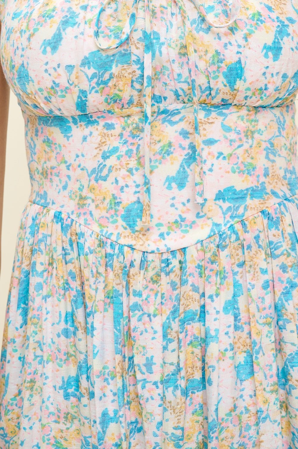 Image of West K Aviana Smocked Back Midi Dress Blue Watercolor