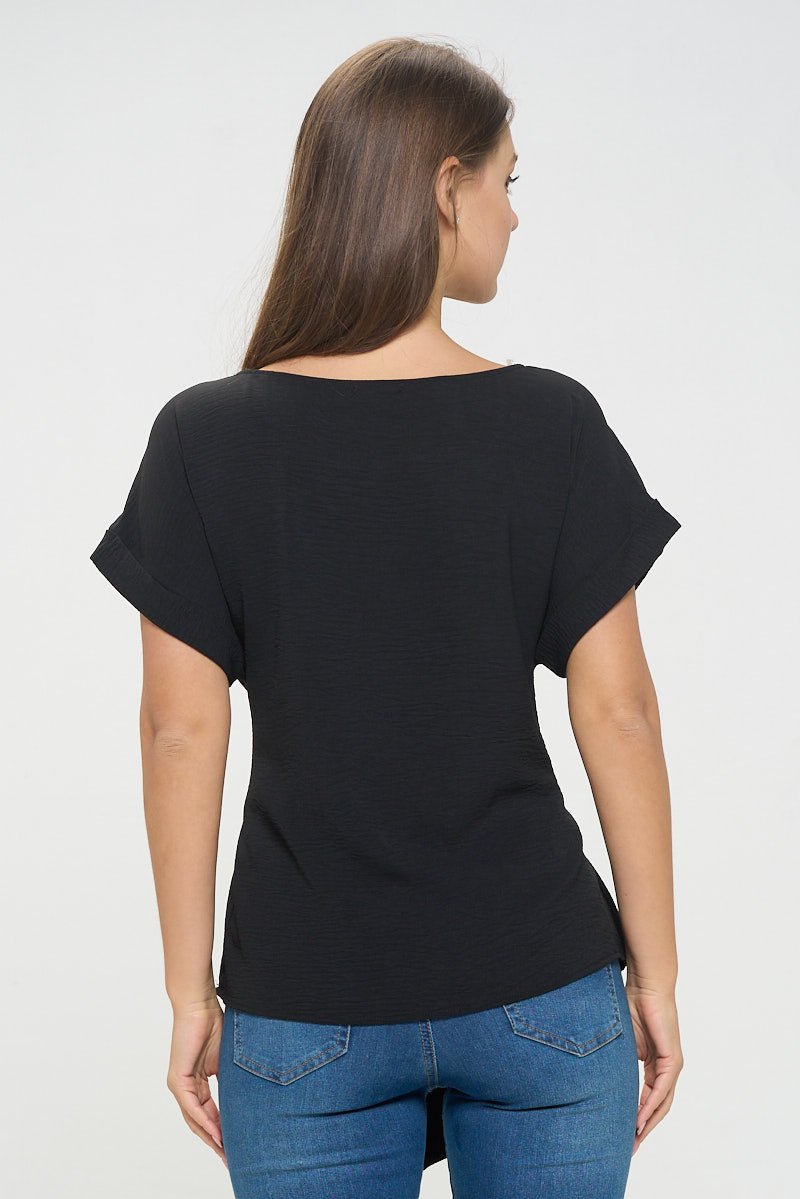 Image of West K Bailey Tie Front Dolman Blouse Black