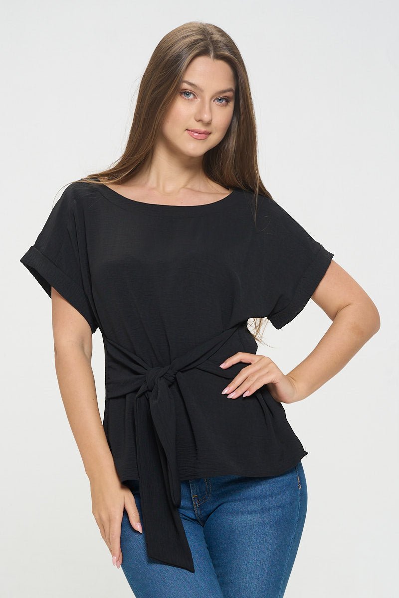 Image of West K Bailey Tie Front Dolman Blouse Black