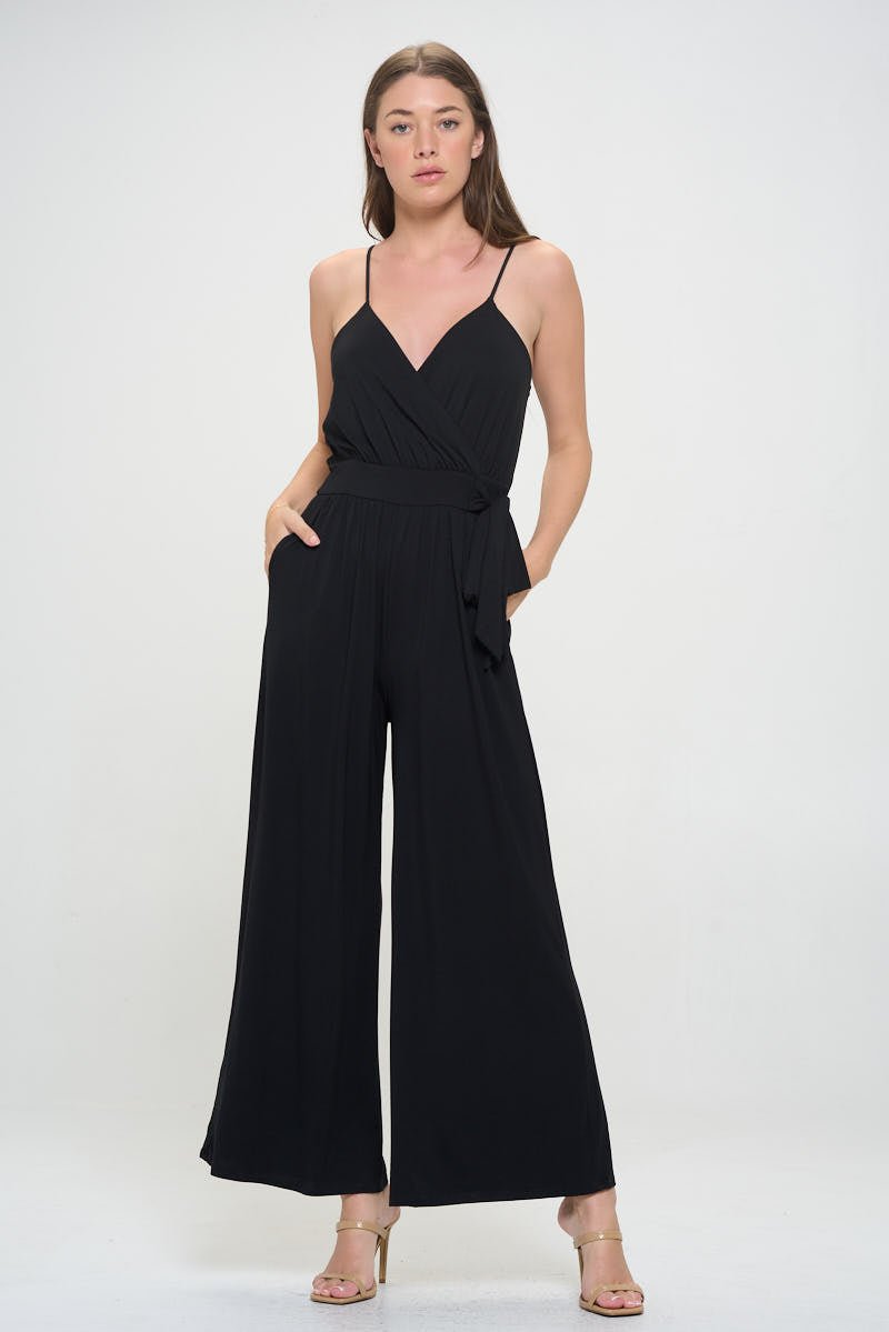 Image of West K Bridget Side Tie Strappy Jumpsuit w/ Pockets Black