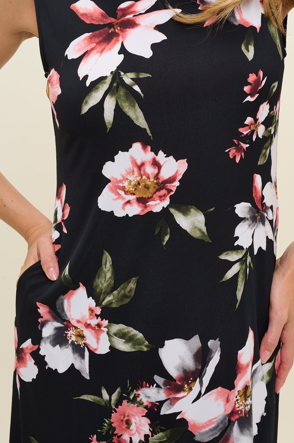Image of West K Camila Sleeveless Knee Length Dress Black Floral