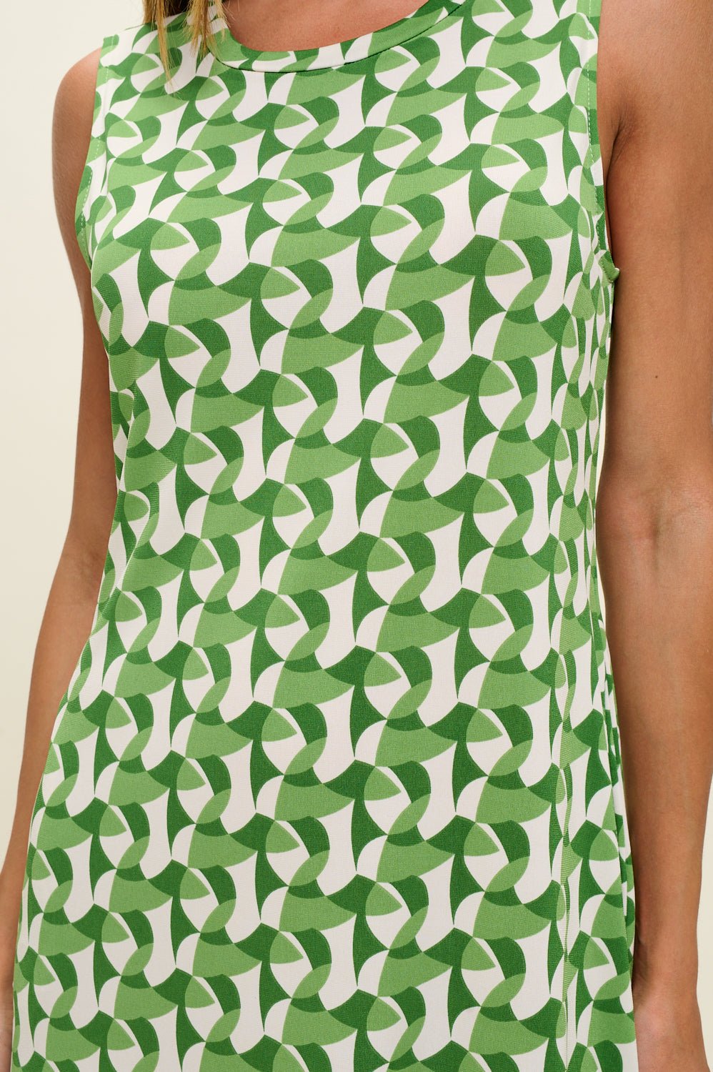 Image of West K Camila Sleeveless Knee Length Dress Green Geo