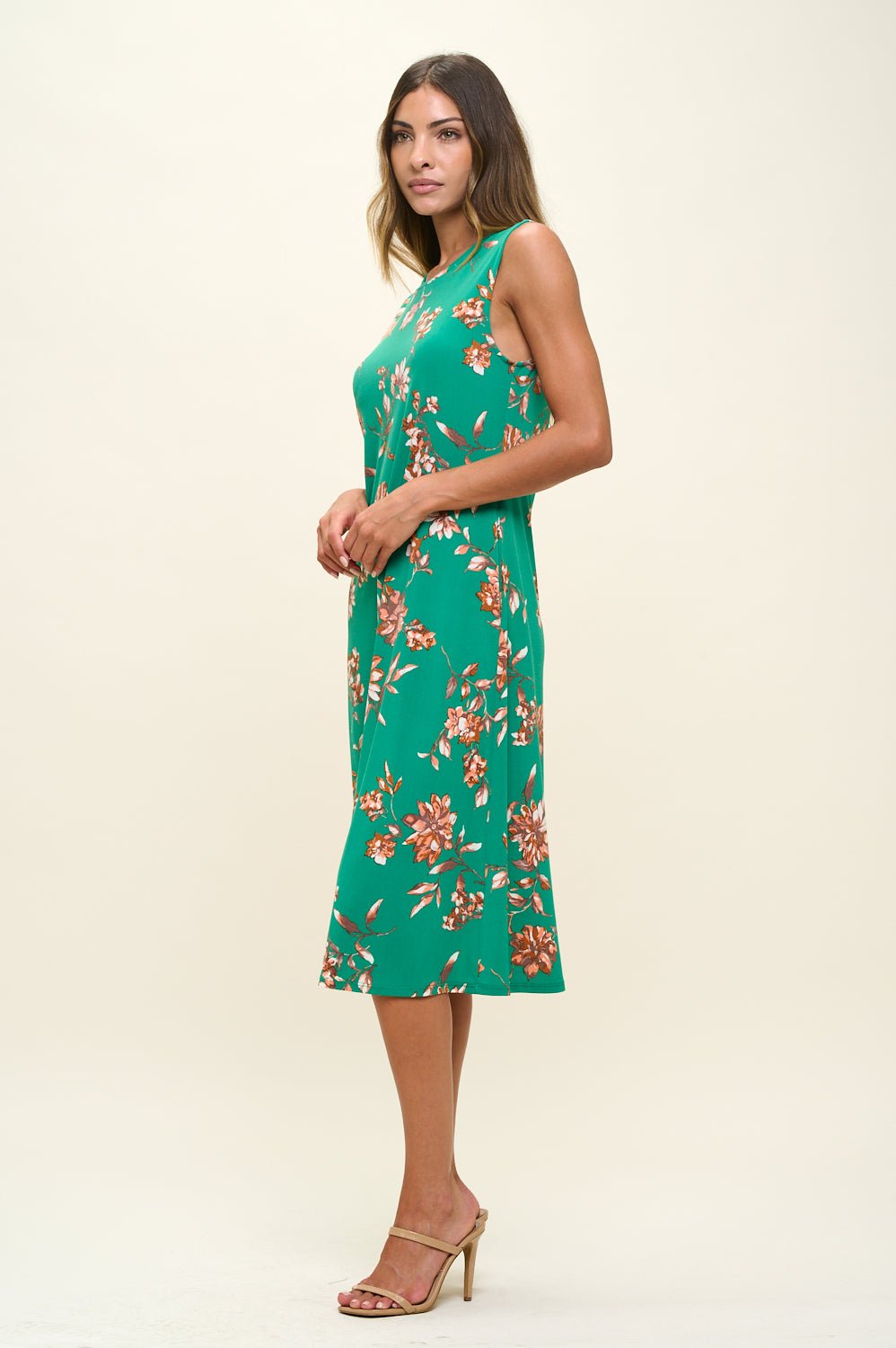Image of West K Camila Sleeveless Knee Length Dress Kelly Green Floral