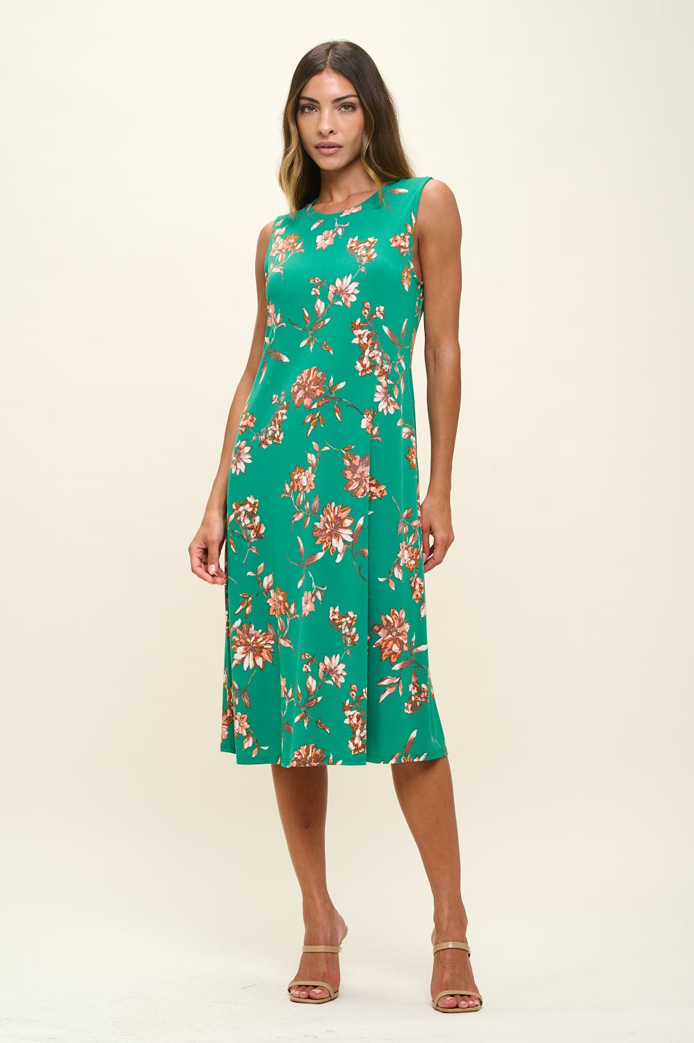 Image of West K Camila Sleeveless Knee Length Dress Kelly Green Floral