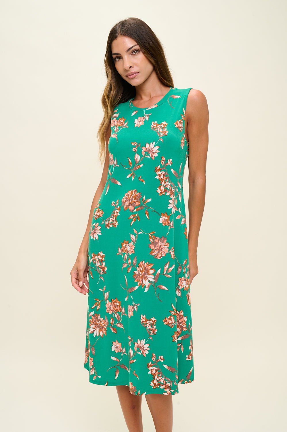 Image of West K Camila Sleeveless Knee Length Dress Kelly Green Floral