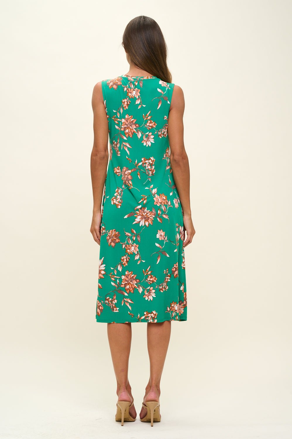 Image of West K Camila Sleeveless Knee Length Dress Kelly Green Floral